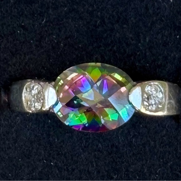 925 sterling silver mystic topaz ring. Beautiful faceted stone. Sz 9 - Picture 4 of 8